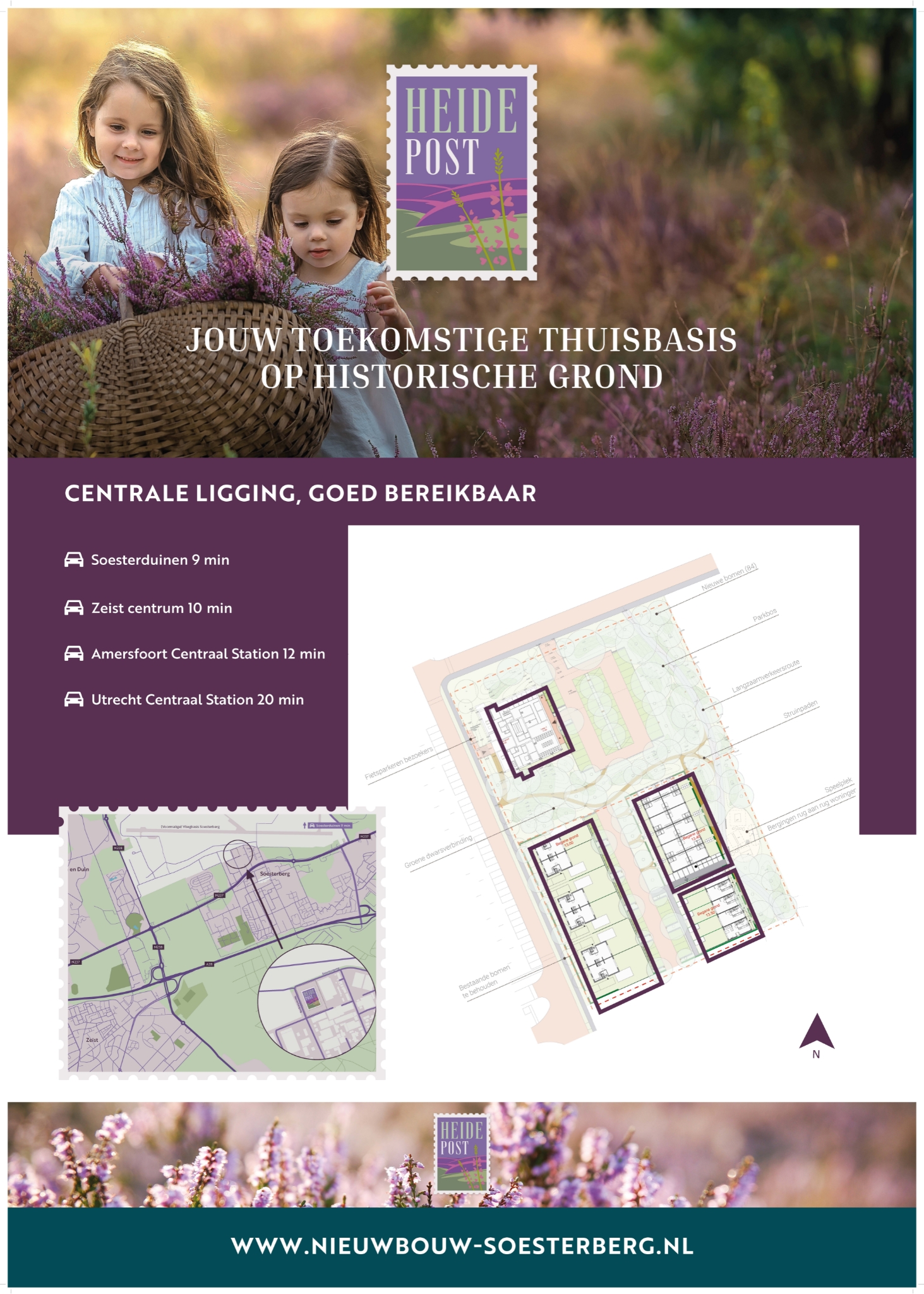 Afbeelding van de locatie, inclusief directe omgeving, die tijdens de informatieavond van het project Heidepost is getoond.
